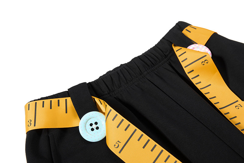 Yiaknis Wide-Leg Sweatpants, Colourful Buttons, Black and Light Grey