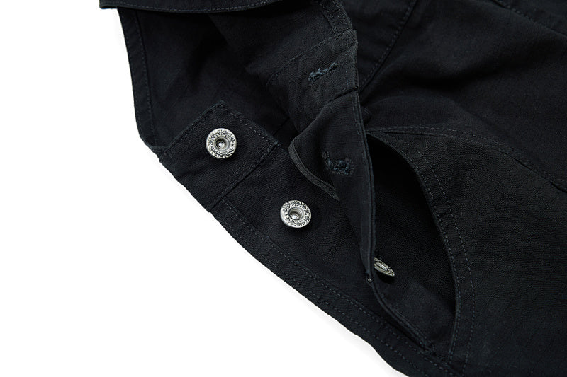 Yiaknis Wide-Leg Overalls with Snap Buttons - Black, Off White