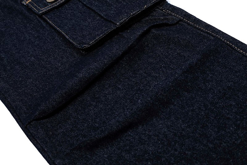 Yiaknis Dark Denim Cargo Overalls with Multiple Pockets - Wide Leg