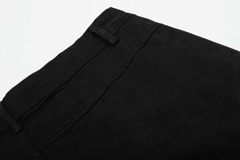 Yiaknis Black Wide-Leg Cargo Capri Pants with Side Pockets