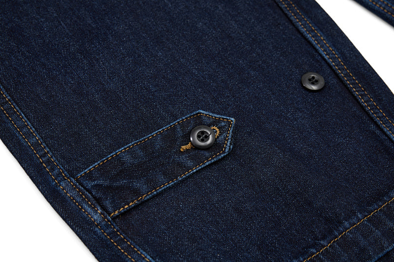 Yiaknis Dark Blue Denim Overalls with Zip and Cargo Pockets