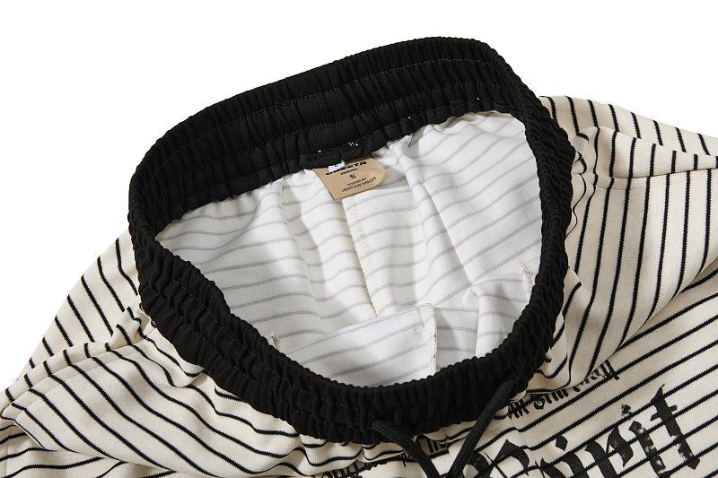 Yiaknis Striped Wide-Leg Trousers, Letter Print, Black and White Stripes – photo 12