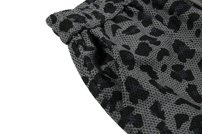 Yiaknis Leopard Print Sweatpants, Embroidered Patch, Grey and Blue
