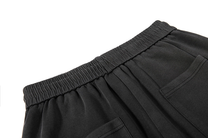 Yiaknis Wide-Leg Sweatpants with Punk Letter Print and Studs, Black