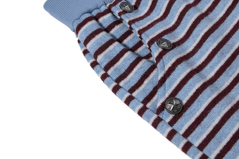Yiaknis Wide-Leg Striped Sweatpants, Wing Print, Blue and Beige Stripes