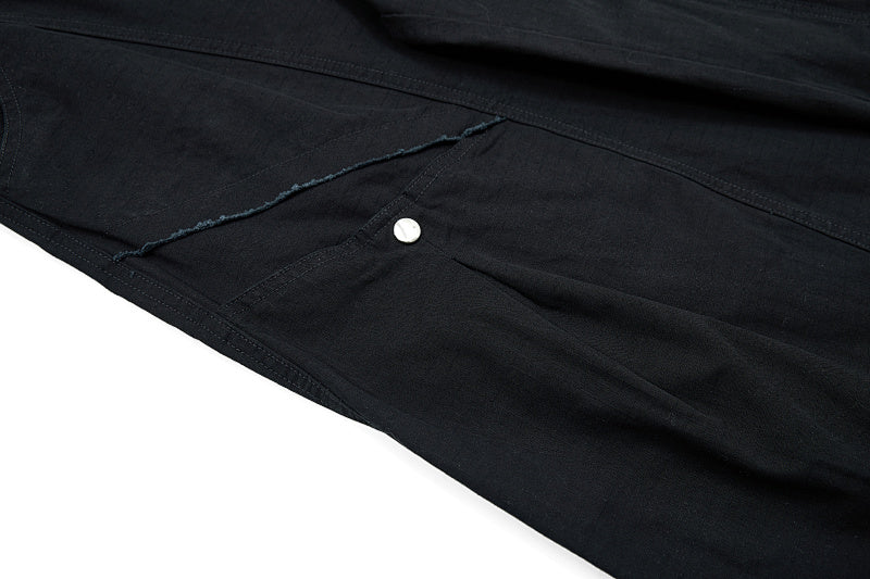 Yiaknis Wide-Leg Overalls with Snap Buttons - Black, Off White