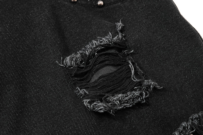 Yiaknis Black Flared Jeans with Studs and Lace-Up Panels