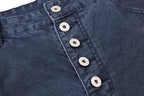 Yiaknis Wide-Leg Cropped Denim Trousers, Button Fly, Blue and Khaki – photo 13