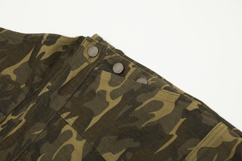 Yiaknis Camouflage Wide-Leg Overalls with Adjustable Straps