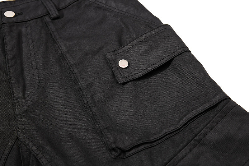 Yiaknis Black Wide-Leg Cargo Shorts with Drawstring Hems – photo 13