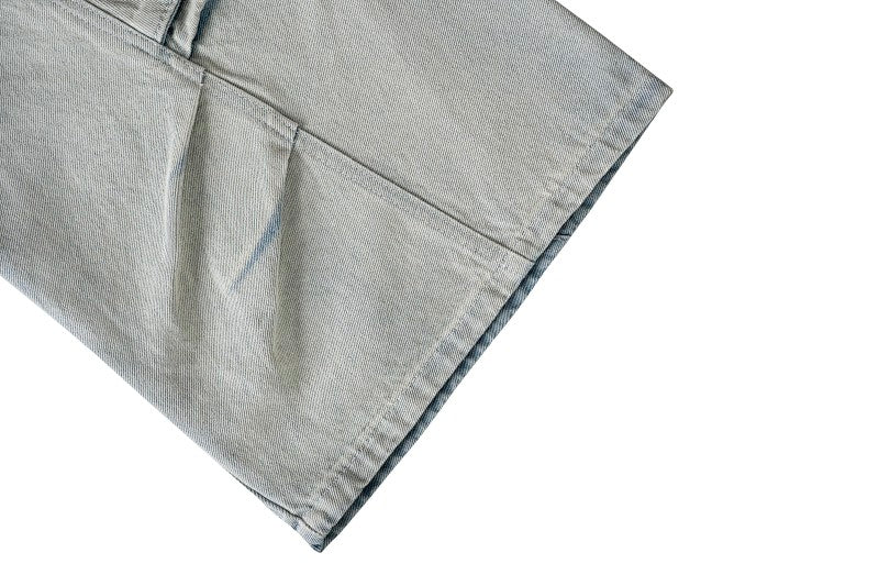 Yiaknis Light Blue Wide-Leg Denim Cargo Capri Pants – photo 13