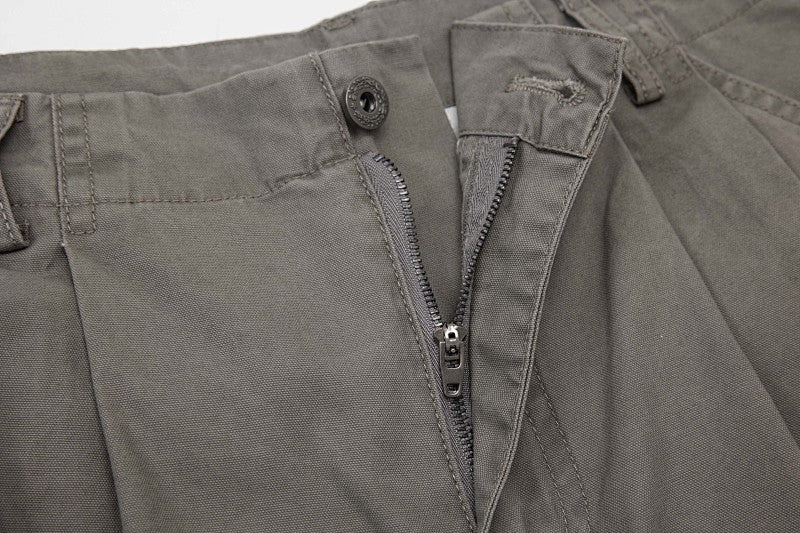 Yiaknis A-Line Cropped Trousers, Cargo Pockets, Grey and Light Grey