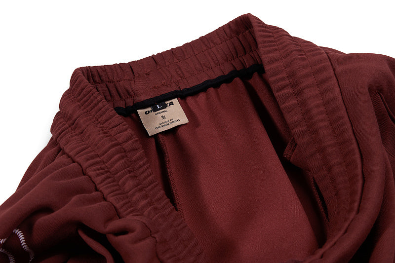 Yiaknis Wide-Leg Sweatpants, Letter Print, Burgundy and Black