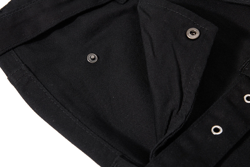 Yiaknis Black Flared Jeans with Buckle Leg Straps