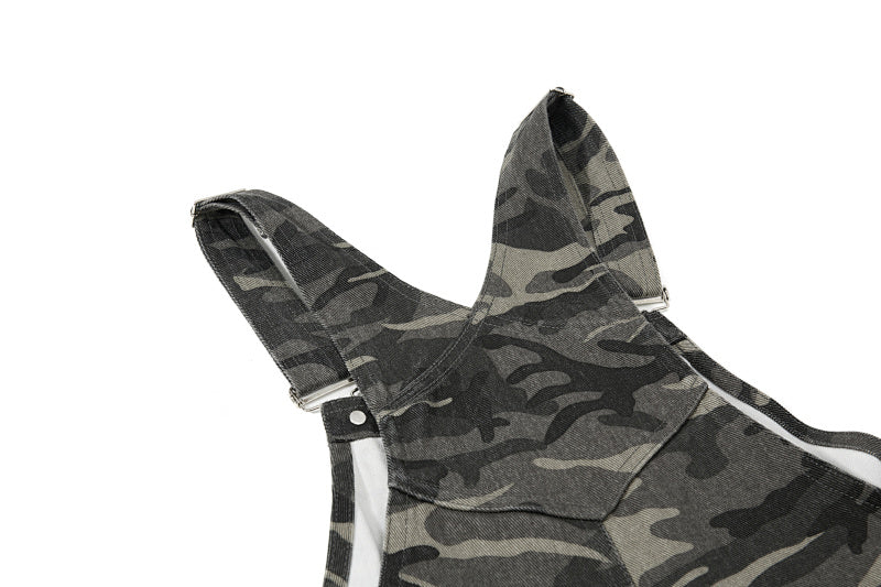 Yiaknis Camouflage Wide-Leg Overalls with Cargo Pockets