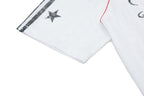 Yiaknis Men's Black and White V-Neck Polo Shirt, Script and Flag Print – photo 13