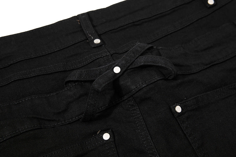 Yiaknis Black Flared Jeans with Zip Pocket and Studs – photo 13