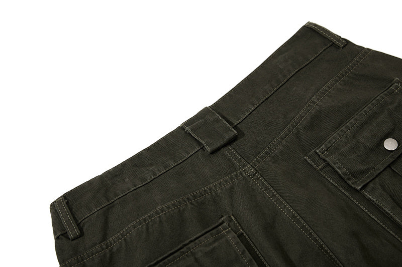 Yiaknis Wide-Leg Cargo Trousers, Snap Pockets, Dark Green and Black – photo 13