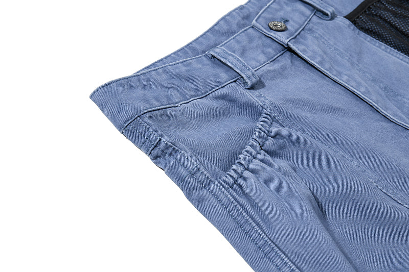 Yiaknis Wide-Leg Cropped Cargo Trousers, Mesh Panel, Blue and Grey – photo 13