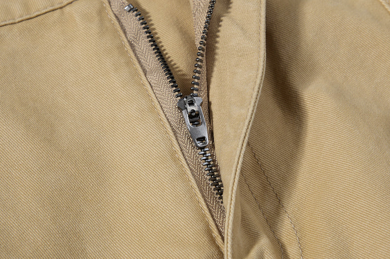 Yiaknis Khaki and Dark Grey Wide-Leg Cargo Trousers with Back Flap Pockets – photo 13
