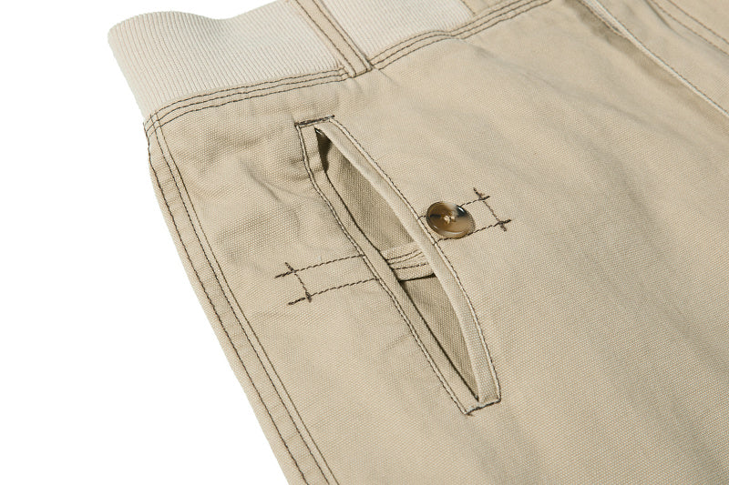 Yiaknis Khaki and Dark Grey Wide-Leg Cargo Trousers with Elastic Back Waist – photo 13