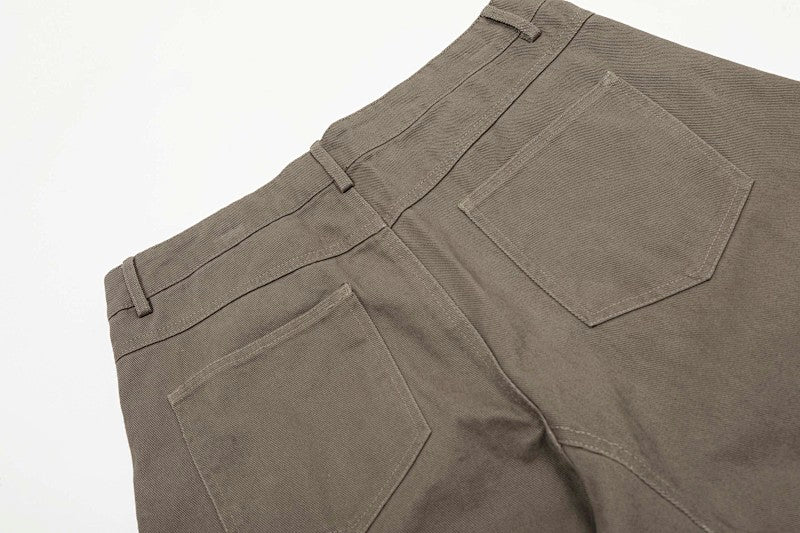 Yiaknis Wide-Leg Trousers with Button Fly and Side Pockets, Khaki and Black – photo 13