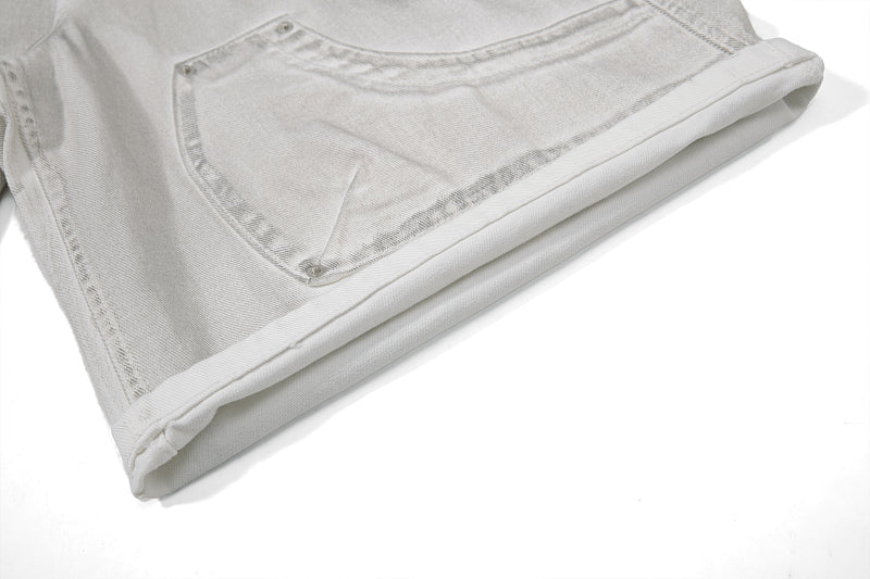 Yiaknis Wide-Leg Cropped Denim Trousers, Front Patch Pockets, White – photo 13