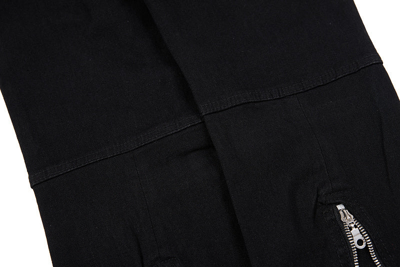 Yiaknis Black Flared Jeans with Long Leg Zips