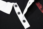 Yiaknis Men's Black and White Polo Shirt, Red Stripe – photo 13