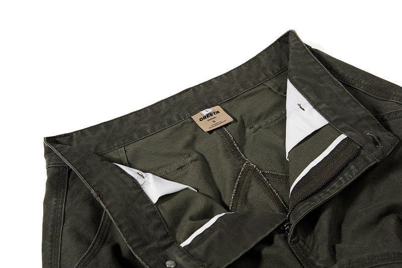 Yiaknis Wide-Leg Cargo Trousers, Pocket Straps, Dark Green and Khaki – photo 14