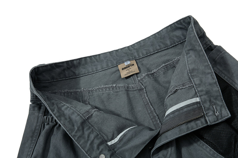 Yiaknis Wide-Leg Cargo Trousers with Mesh Pocket, Dark Grey and Blue – photo 14