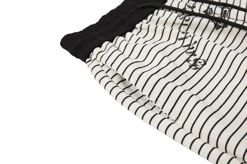 Yiaknis Striped Wide-Leg Trousers, Letter Print, Black and White Stripes – photo 14