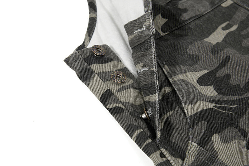 Yiaknis Camouflage Wide-Leg Overalls with Cargo Pockets