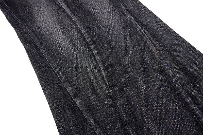 Yiaknis Black Flared Jeans with Gold Leg Embroidery