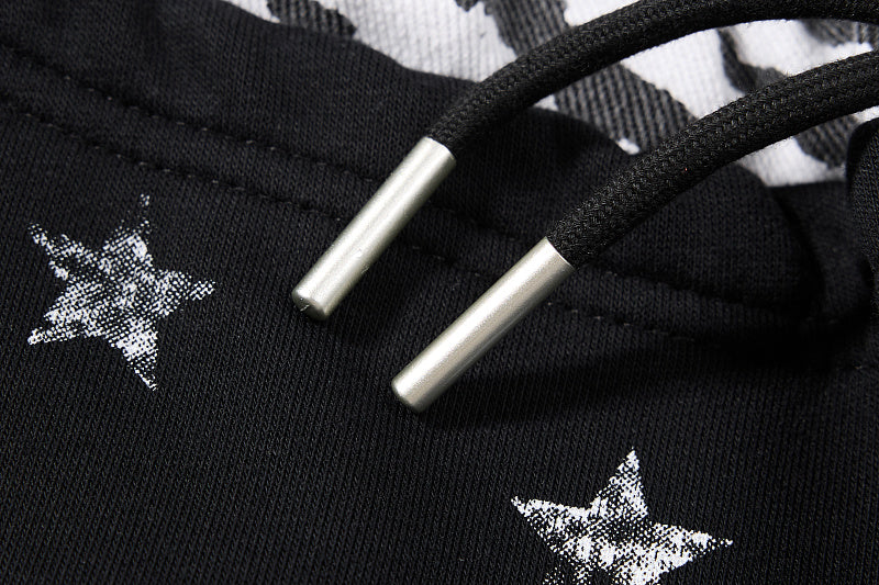 Yiaknis Wide-Leg Sweatpants, Star Print, Black and Light Grey