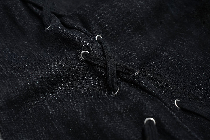 Yiaknis Black Washed Flared Jeans with Buckle Straps