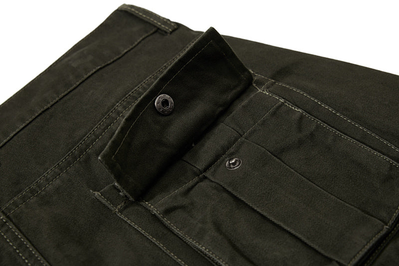 Yiaknis Wide-Leg Cargo Trousers, Snap Pockets, Dark Green and Black – photo 14