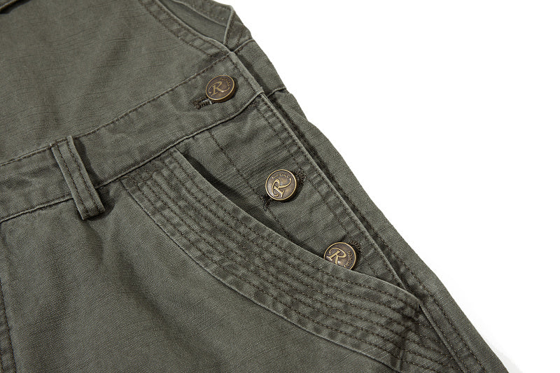 Yiaknis Wide-Leg Overalls with Zip Pockets - Grey Green, Light Beige