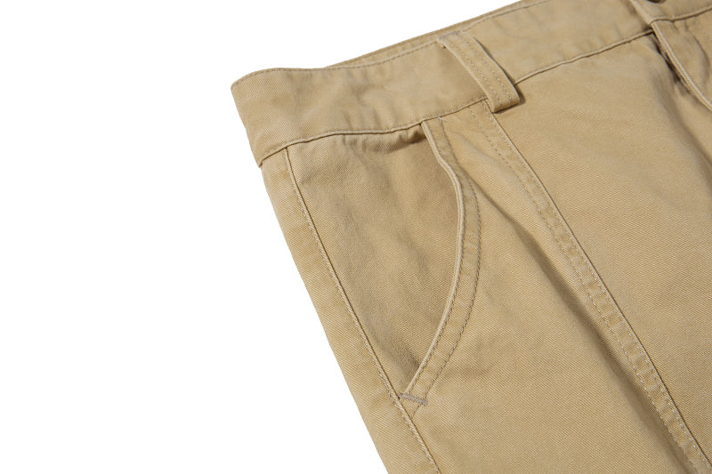 Yiaknis Khaki and Dark Grey Wide-Leg Cargo Trousers with Back Flap Pockets – photo 14
