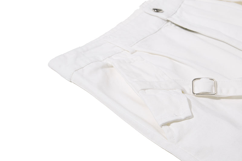 Yiaknis Wide-Leg Cropped Cargo Trousers, Lace-Up Legs, Off White and Black – photo 14
