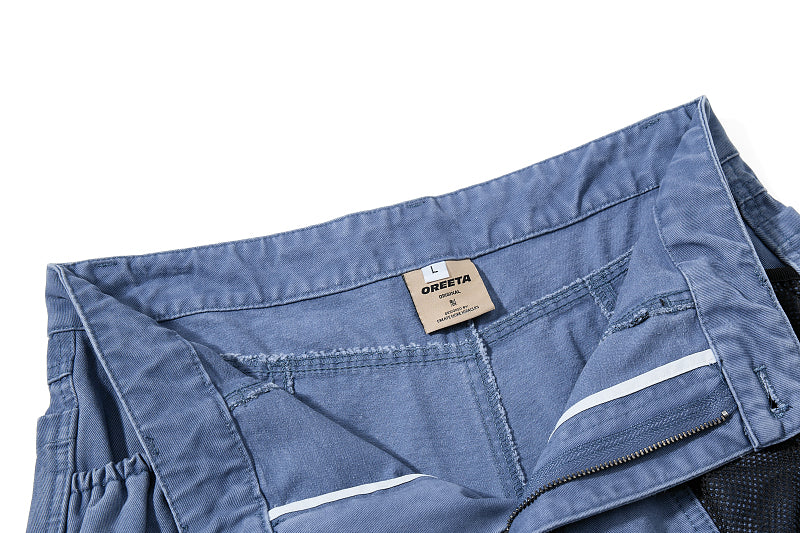 Yiaknis Wide-Leg Cropped Cargo Trousers, Mesh Panel, Blue and Grey – photo 14
