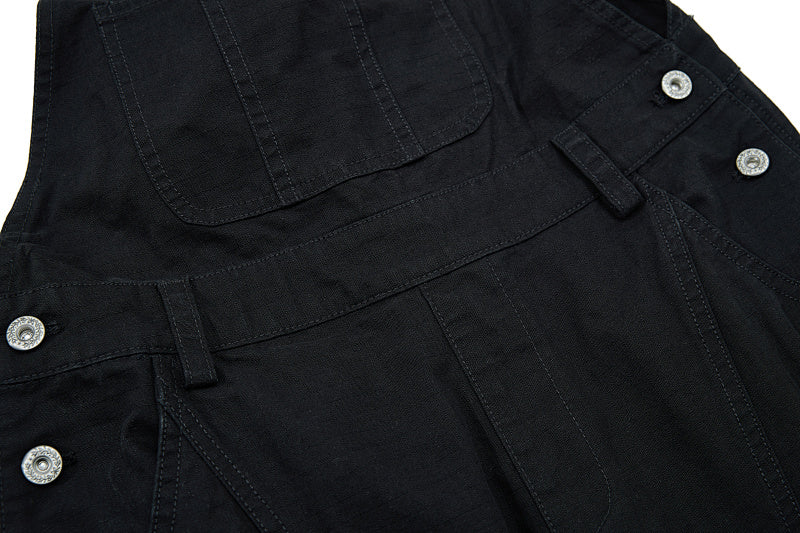 Yiaknis Wide-Leg Overalls with Snap Buttons - Black, Off White