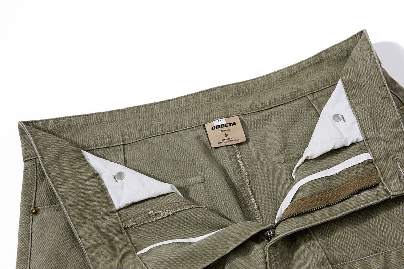 Yiaknis Wide-Leg Trousers with Button Fly and Flap Pockets, Khaki and Black – photo 14
