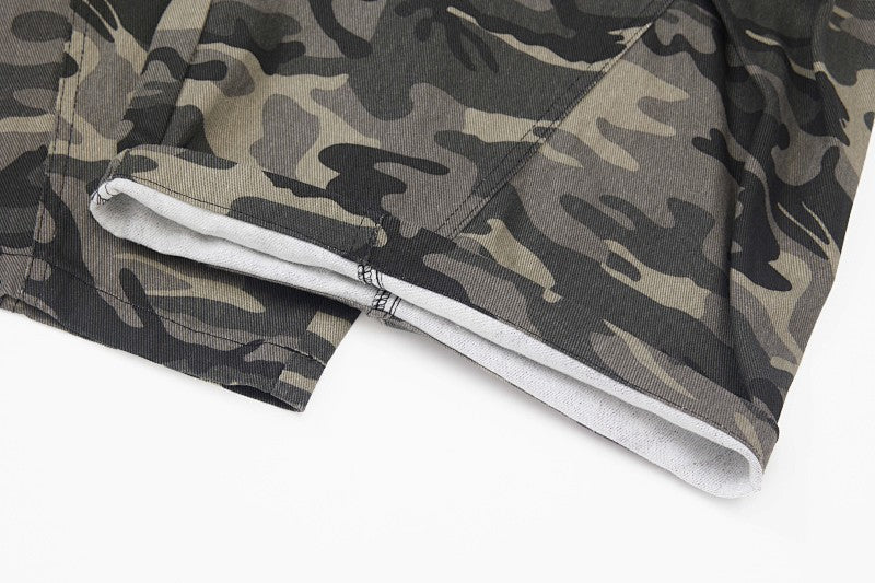 Yiaknis Curved-Leg Cropped Camo Trousers, Side Pockets, Grey Camo – photo 14