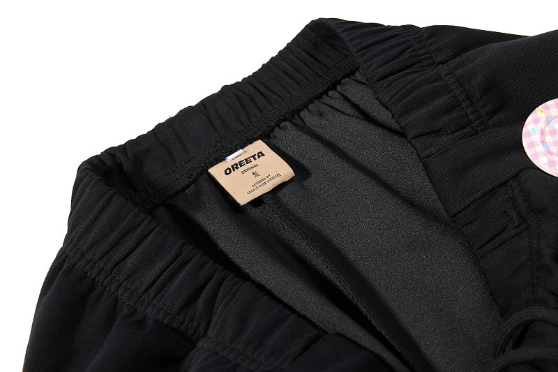 Yiaknis Wide-Leg Sweatpants, Colourful Buttons, Black and Light Grey