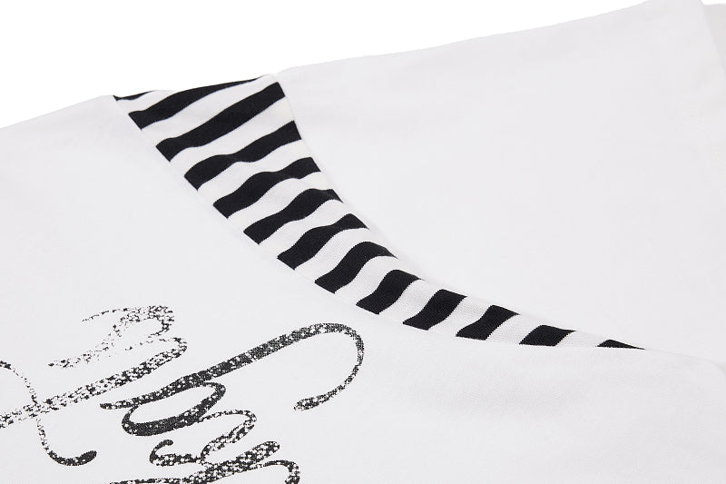 Yiaknis T-Shirt, Rhinestone Script Print, White and Black – photo 15