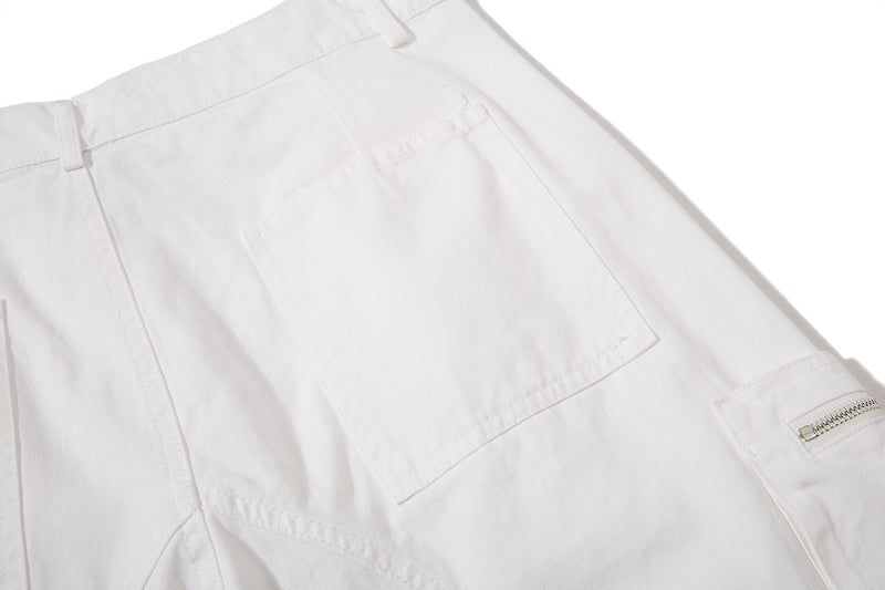 Yiaknis Wide-Leg Cropped Cargo Trousers, Lace-Up Legs, Off White and Black – photo 15