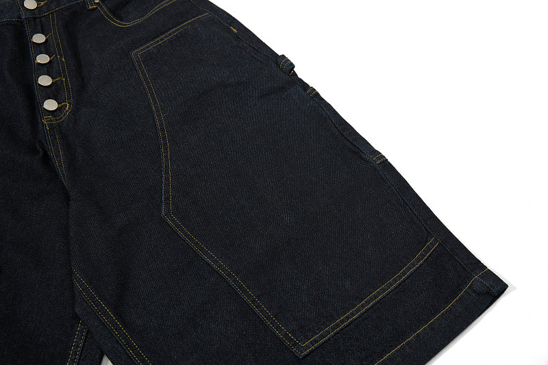 Yiaknis Wide-Leg Cropped Denim Trousers, Button Fly, Black – photo 15