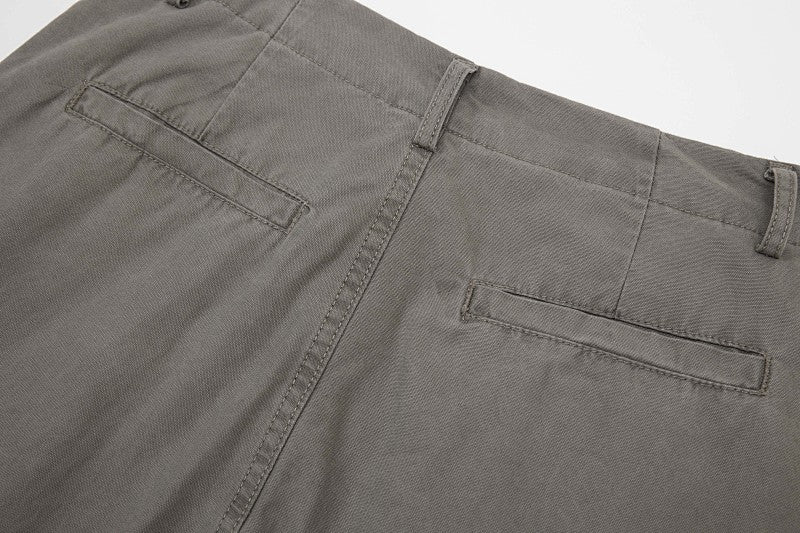 Yiaknis A-Line Cropped Trousers, Cargo Pockets, Grey and Light Grey
