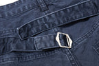 Yiaknis Wide-Leg Cropped Denim Trousers, Button Fly, Blue and Khaki – photo 15
